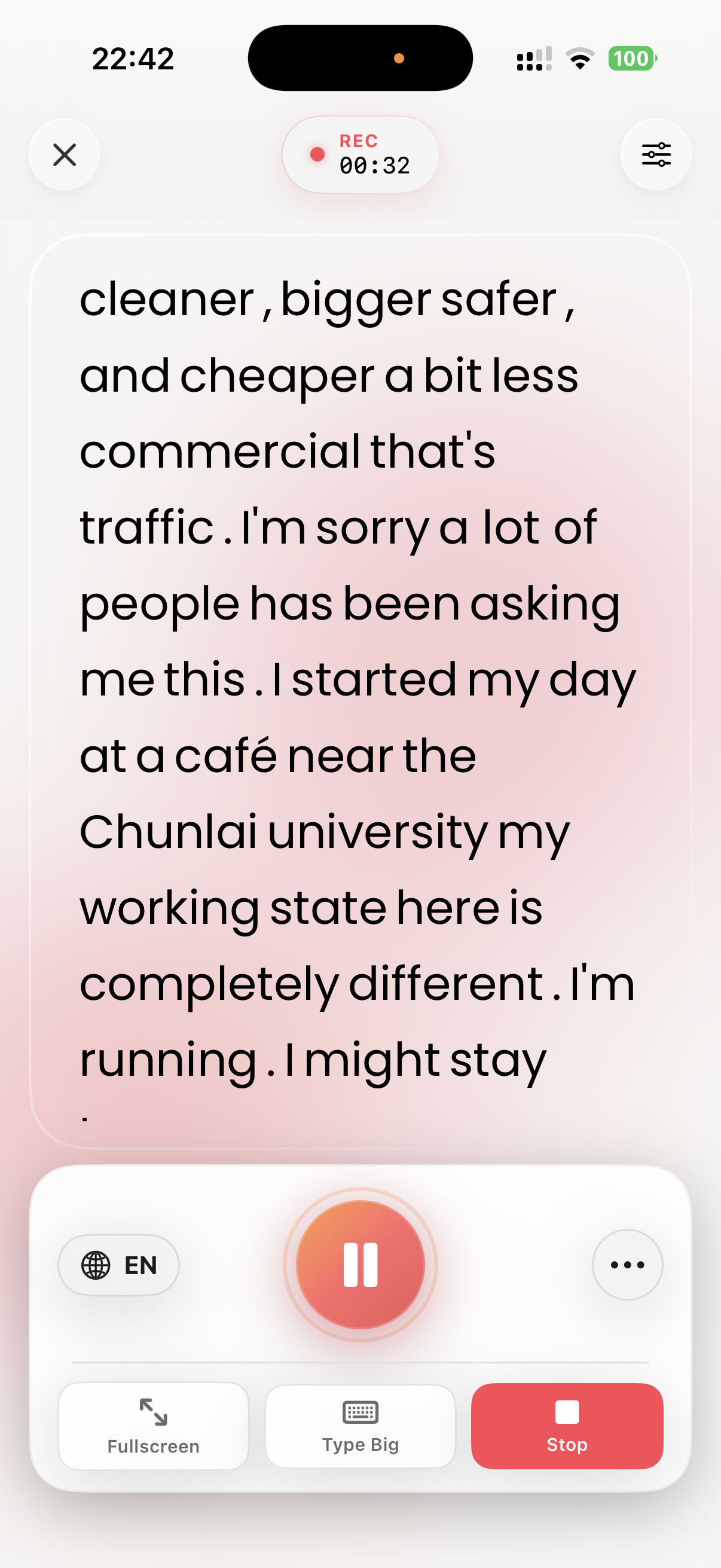 Live transcription in progress